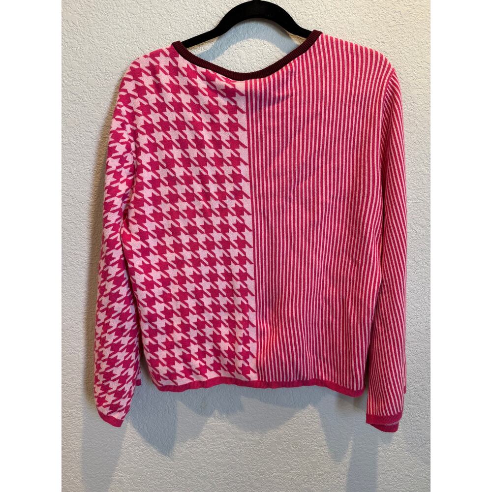 Dolan Pink & Cranberry Stripe Houndstooth Lounge Sweater M - Picture 6 of 6